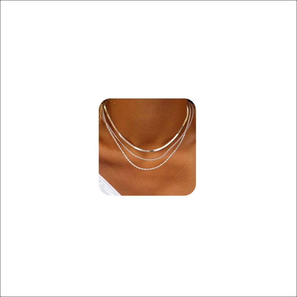 3-Piece Layered Necklace Set Gold Plated Adjustable 14-18.5 Inch